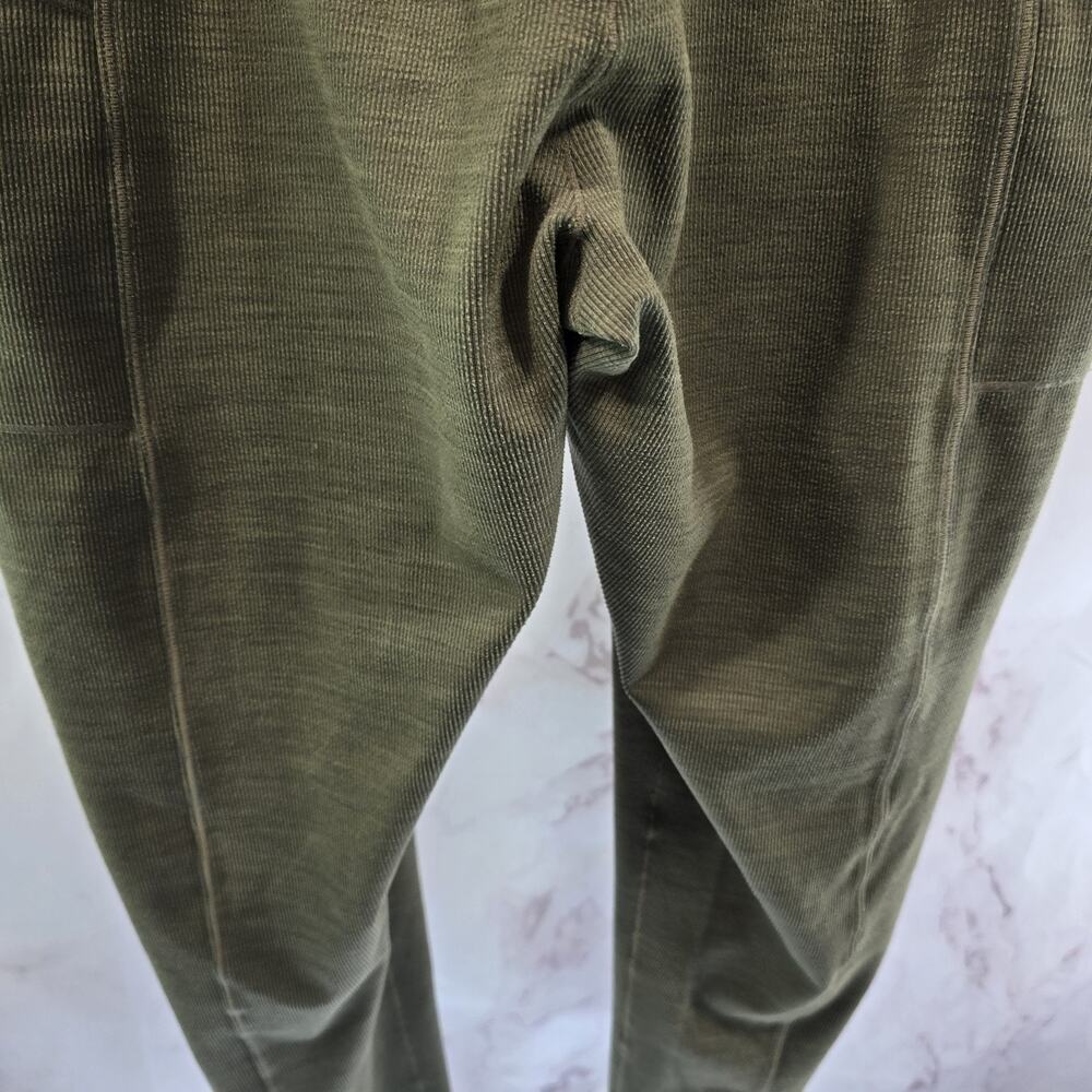 Prana Leggings Womens Large Green Becksa Ribbed High Rise Crop Short Length 7/8 - Picture 7 of 12